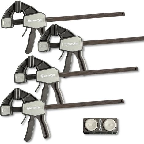 Lot de 4 serre-joints à une main 300mm – Force de serrage 68kg – Serrage rapide ergonomique – Pour menuiserie et bricolage - Force68kg