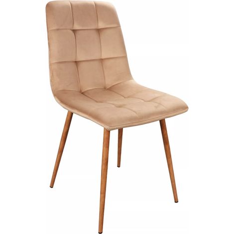 Chaise en velours "Mila D" - Velvet - Beige - l 45 x H 86 cm - Livraison gratuite (1/5)
