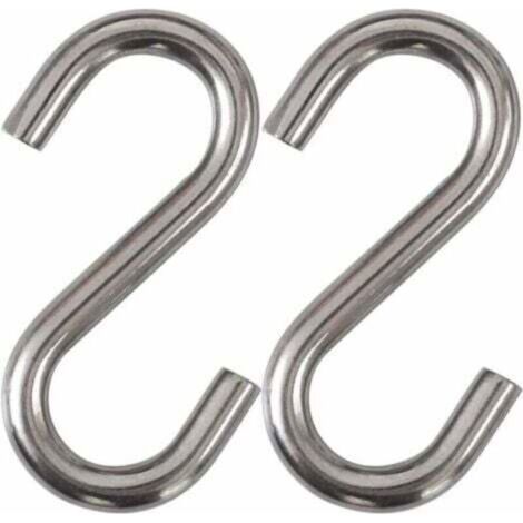 S-Crochets industriels Lot de 2 en acier inoxydable 304 Crochets S robustes pour hamac balançoire dimensions 8,13 x 4,5 cm support 300kg qualité industrielle (1/4)