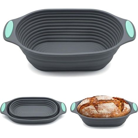 Ronde Banneton Pour Pain Fermentation, Panier De Fermentation Ovale Pliable En Silicone, Accessoires de Cuisson Réutilisables Adapté à la Préparation de Tous Types de Pains, Pizzas et Autres (1/5)