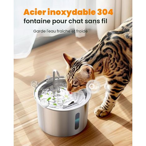 Fontaine à Eau pour Chat en Acier Inoxydable, 2 l, Super silencieuse, avec fenêtre de Niveau d'eau, 3 filtres à Charbon Actif, Passe au Lave-Vaisselle, lumière LED (1/4)