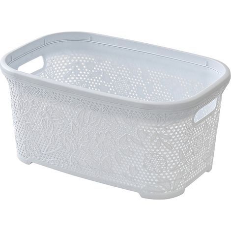 Cestino portabiancheria moderno in plastica bianca con capienza 27 lt (1/3)