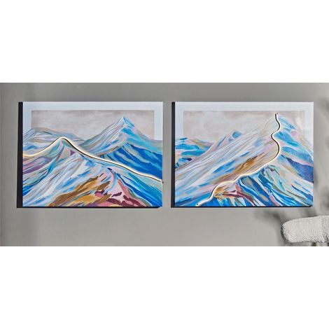 Bedruckte Leinwand Berglandschaft 50 % Öl mit LED 80 x 60 cm. 2er-Set 80 x 3 x 60 cm (1/3)