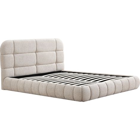 Letto contenitore 160 x 200 cm Tessuto bouclette Beige - FORIOSY (1/4)