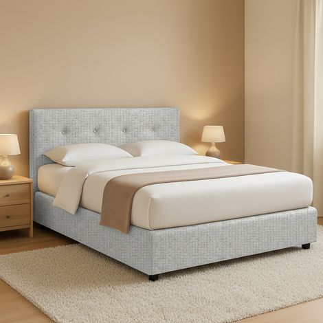 Letto Piazza e Mezza Bolton, Sfoderabile, Contenitore Made in Italy, Grigio Chiaro (1/5)