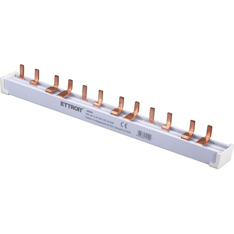 Ettroit – Peigne électrique 4P JXBS4 63A pour 12 modules – Longueur 22,5 cm – Montage rail DIN – Cuivre pour connexion sécurisée