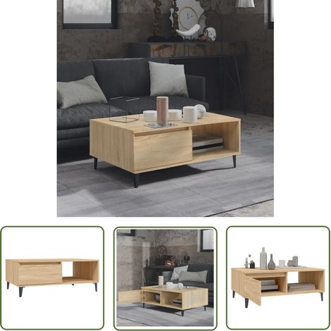 The Living Store Couchtisch Sonoma-Eiche 90x60x35 cm Holzwerkstoff - Couchtisch - Wohnzimmertisch - Esszimmertisch - Holzt Tisch - Sonneno Eichen Möbel (1/5)