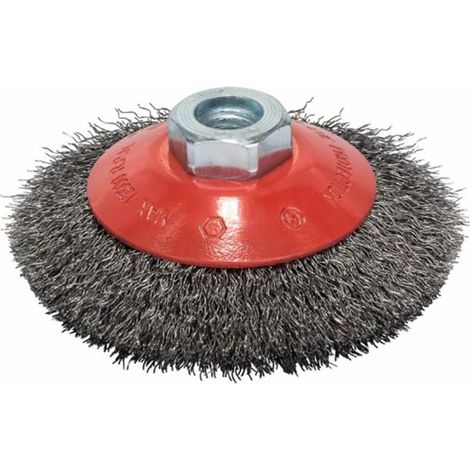 Cepillo cónico bosch 100 mm rojo acero ondulado