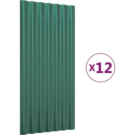 Panneaux de toit 12 pcs Acier galvanisé Vert 80x36 cm