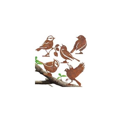 Bardusch - 5 PCS Oiseaux Decoratifs rouillé Oiseau Decoration Deco Jardin Exterieur rouillée Metal Bird pour Décoration de Tronc de Branche d'arbre pour Patio Parc et Clôture