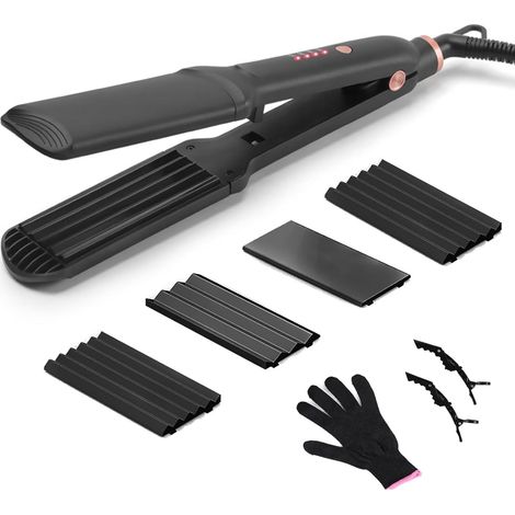 Lisseur Cheveux 4 en 1 Professionnel, 4 Températures (Noir) (1/5)