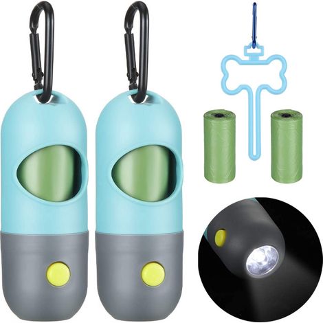 Porte-sacs à déjections canines avec lampe torche LED Sac à déjections canines mignon-AquaForge (1/3)