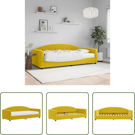 vidaXL Matratze - Tagesbett mit Matratze Gelb 90x200 cm Samt (1/5)