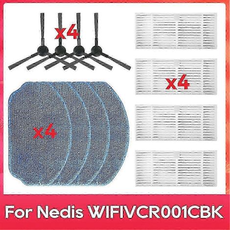 Pièces détachées et accessoires pour robot aspirateur Nedis WIFIVCR001CBK : brosse latérale, filtre et serpillière – Édition 527 (1/4)