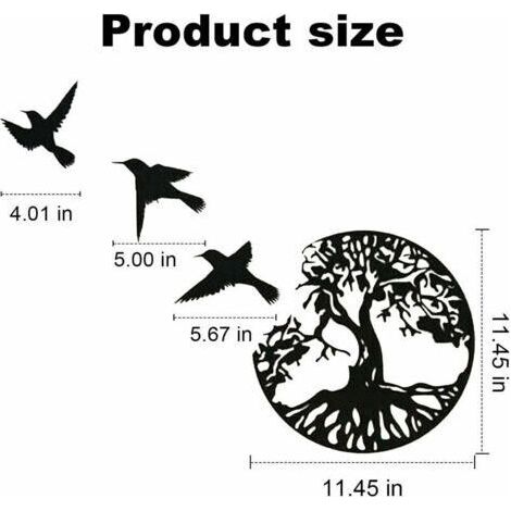 NALOOKAMIC Art Mural en Métal, Art de l'arbre de Vie, Signe de ​Famille Arbre en Métal, Décoration Murale, Décor D'intérieur (1/4)