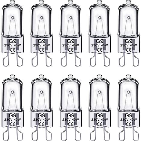 AUTRUCKER Lot de 10 ampoules halogènes G9 transparentes basse tension, ampoules halogènes à intensité variable, ampoules pour four, 230 V, 40 W (1/5)