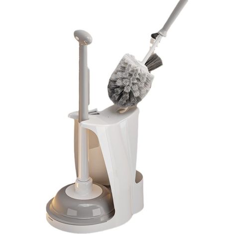 Ensemble brosse de toilette et ventouse avec brosse de nettoyage des crevasses, brosse de salle de bain et brosse de toilette (1/5)