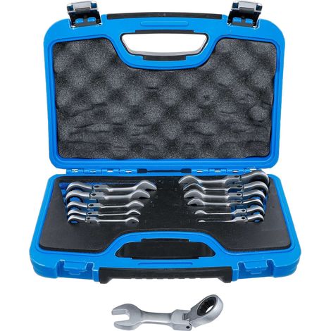 BGS Jeu de clés mixtes à cliquet court articulé, 8 - 19 mm, 12 pièces