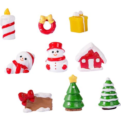 9pièces Décoration De Noël Miniature Figurines De Père Noël Et Bonhomme pour Décorer Arbre Table (1/5)