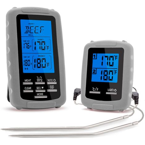 Thermomètre sans fil pour viande 2PCS avec double sonde numérique pour barbecue, grill, fumoir et cuisson au four (1/5)