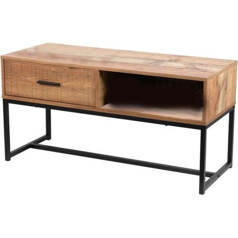Table basse 1 tiroir et 1 niche design industriel RIVERSIDE (1/3)