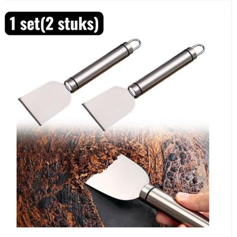 ensemble (2 pièces) - Accessoires de plaque de cuisson - Racloir tout usage en acier inoxydable 304 - Grattoir professionnel pour four - Réfrigérateur et plan de travail - Éliminez les graisses brûlée