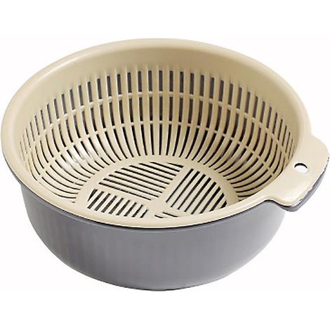 Panier à linge rectangulaire en plastique gris, idéal pour la maison, les fruits et légumes, avec égouttoir et étagère de rangement. 1 pièce.-AquaForge (1/5)