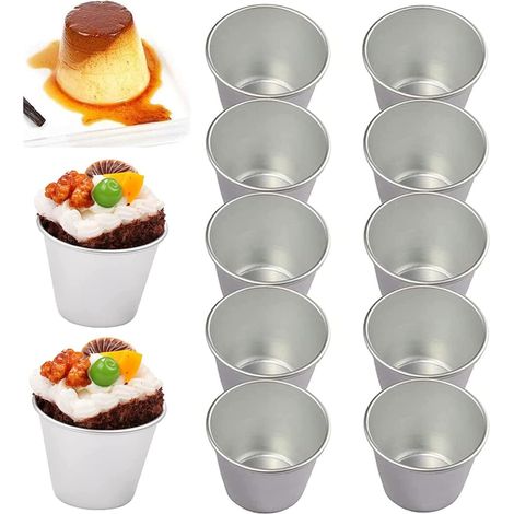 JSSEVN-Juego de 10 moldes para pudín, moldes antiadherentes de aluminio para muffins, moldes para mini tartaletas de huevo y moldes para cupcakes.