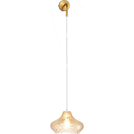 Applique Filo Contemporanea Dress Metallo Ottone Vetro Ambra 1 Luce E27