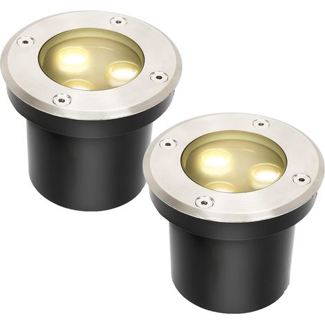 Spot de sol 2 pièces, éclairage de sol LED rond 3 W passable, éclairage de jardin extérieur étanche IP67 pour allée de balcon de jardin (blanc chaud) (1/5)