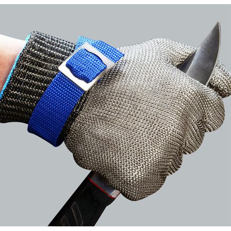 Lot de 2 gants de travail résistants aux coupures et aux éraflures, avec boucle réglable, gants de sécurité pour la protection des mains, 23,5 cm / 9,3 pouces, gris (1/5)