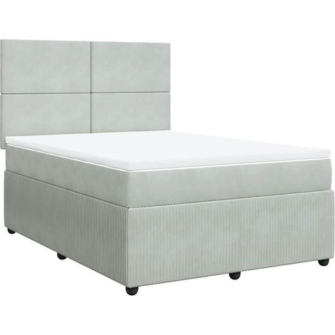 Maison Exclusive - Sommier à lattes de lit et matelas Gris clair 140x200cm Velours