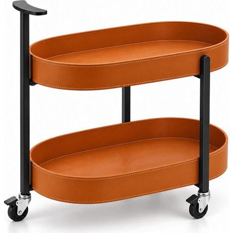 Design Servierwagen K49 2 Etagen Cognac 50x35x70 cm (1/5)