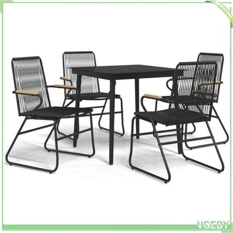 Ensemble à manger de jardin - FAFEICY - 3099216 - Rotin PVC anti-UV - Structure acier - Table carrée 80x80 cm (1/5)