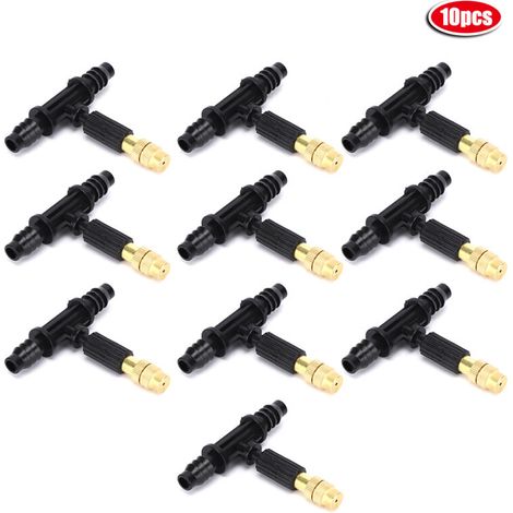 10 pièces buse d'eau de brumisation avec connecteur en T accessoire de refroidissement d'irrigation de jardin pour tuyau 8/12 (1/5)