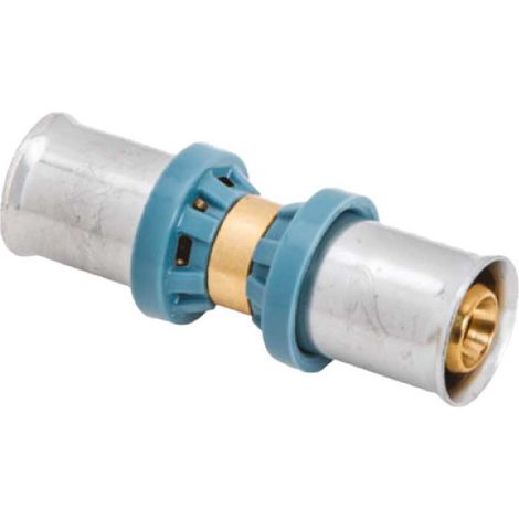 RACCORDO DIRITTO DOPPIO A PRESSARE PER TUBO MULTISTRATO UNIDELTA Ø40 x Ø40