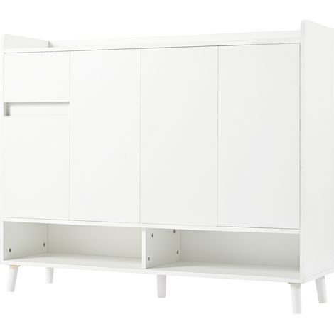 GagaBuffet moderne 120x99x35 cm blanc 4 portes 1 tiroir (1/5)