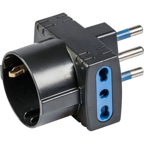 poly pool - adattatore spina 16 a e 2 prese bivalenti e 1 presa standard tedesco nero
