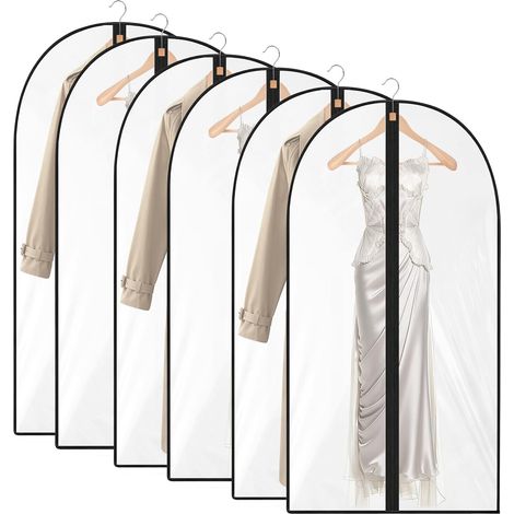 Garment Bags, 60140cm, 6 Hanging Garment Bags, Reinforced and Thickened Edge, Transparent Window, Dust Bags for Clothes, Waterproof, Mothproof, and Moisture-Proof for Suits (1/5)