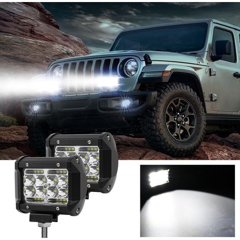 LED-Arbeitsscheinwerfer, 60W 6000lm LED-Nebelscheinwerfer, 4-Zoll wasserdichte LED-Fahrscheinwerfer mit kombiniertem Spot- und Flutlicht für Jeep, Boot, UTV, LKW, ATV (2er-Pack) (1/5)