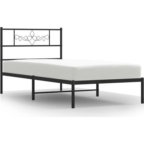 Lit simple,Lit adulte,Cadre de lit métal sans matelas avec tête de lit noir 90x190 cm CFW2289274 (1/5)