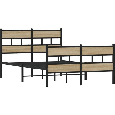 Estructura de cama sin colchón metal roble Sonoma 120x190 cm vidaXL