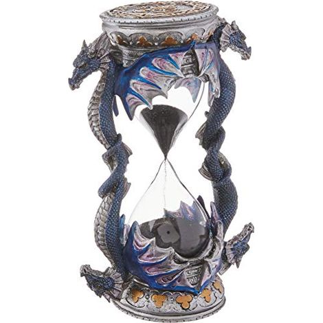 Design Toscano Il drago della porta della morte Decorazione in stile gotico Statua clessidra di sabbia, poliresina, a colori, 15 cm (1/4)