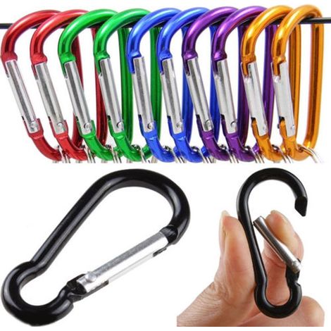 Mousqueton - Petits mousquetons - Lot de 10 - Mousquetons en métal - Idéal pour le camping, la randonnée et les voyages - Ceinture pour mini sac à dos - Couleur aléatoire (1/5)