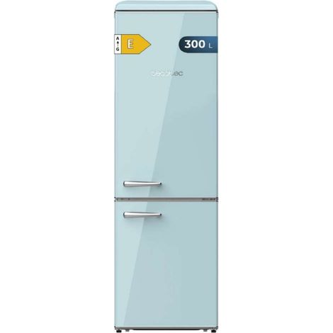 Cecotec Frigorífico Retro Combi de 300L Bolero CoolMarket Combi Origin 300 Blue E, Clase E, Luz interior, Crisper Box
