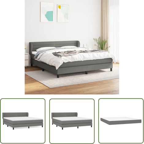 The Living Store Boxspringbett mit Matratze Dunkelgrau 160x200 cm Stoff - Boxspringbett - Doppelbett - Bettenrahmen - Lattenrost - Matratze (1/5)