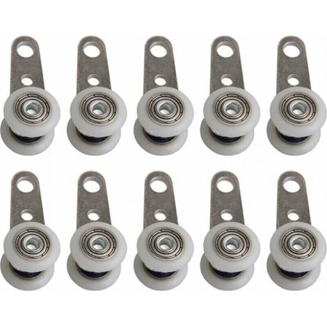 Lot De 10 Roulettes Pour Baies Vitrées Ou Portes Coulissantes - En Métal Et En Plastique - 4,4X 1,9Cm