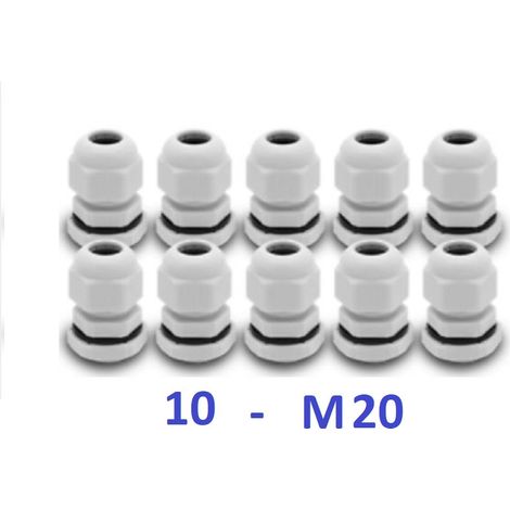 Presse étoupe M 20 en Polyamide avec contre écrou et joint Lot de 10 pièces