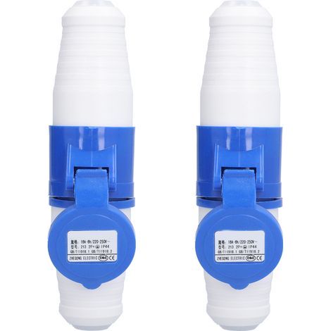 3-poliger Rundstecker, einphasiger Industriestecker, 220–250 V, 16 A, 2P+E, IP44, 2 Sets (1/5)