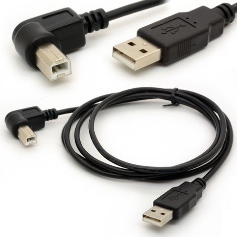 Adaptateur d'USB à 90 degrés Adaptateur Câbles USB 2.0 Un mâle à B Up Angle Connecteur Convertisseur 480Mbps sans fil haute vitesse Scanner Extension Cordon 1.5 Mètre (1/4)